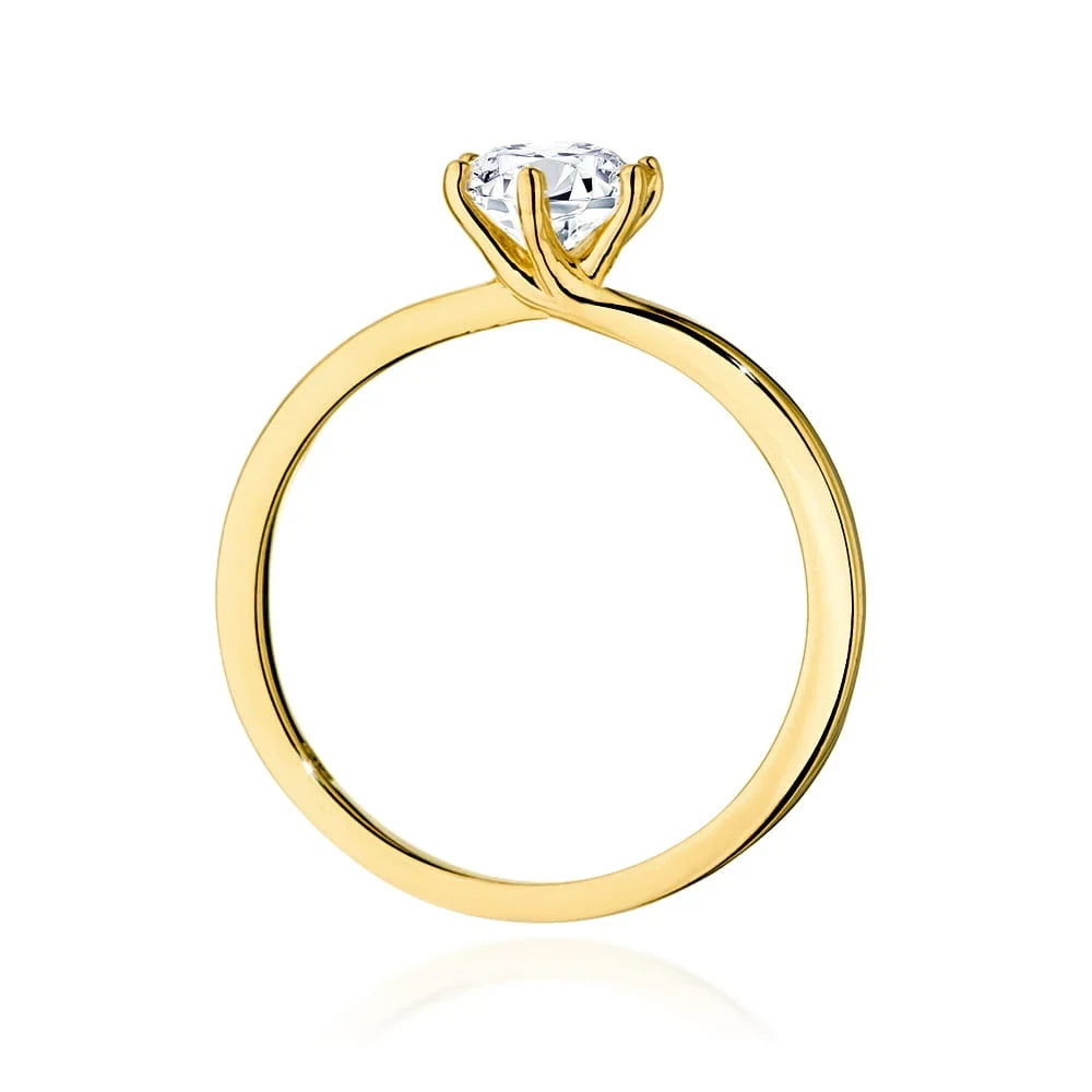 Prsten ze žlutého zlata s 0,70ct lab-grown diamantem v brusu Round Cut