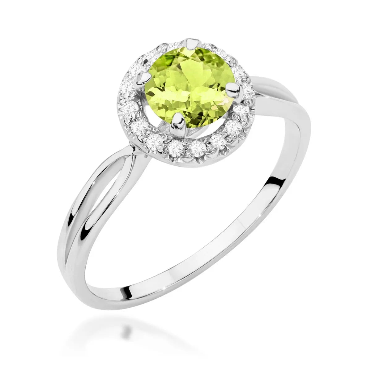 zlatý prsten s 0,90 ct olivínem a 0,08 ct diamanty w0538-peg-01