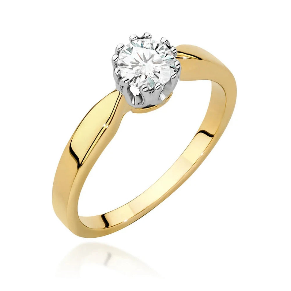 Yellow Gold Ring with Round 0,40ct Lab-grown Diamond