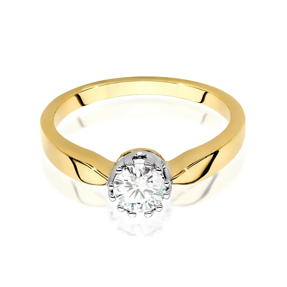 Prsten ze žlutého zlata s 0,40ct lab-grown diamantem v brusu Round Cut