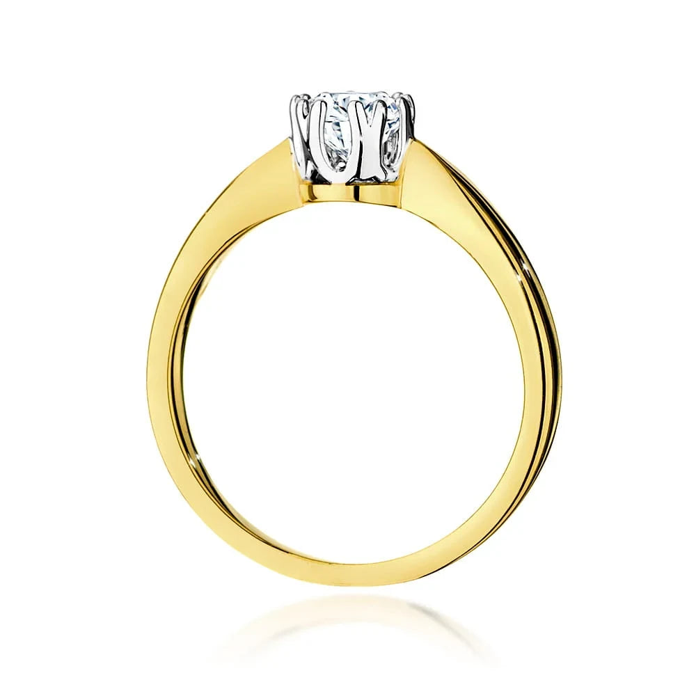 Prsten ze žlutého zlata s 0,40ct lab-grown diamantem v brusu Round Cut