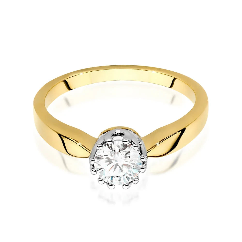 Prsten ze žlutého zlata s 0,50ct lab-grown diamantem v brusu Round Cut