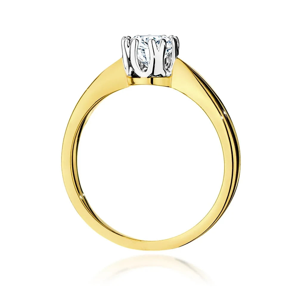Prsten ze žlutého zlata s 0,50ct lab-grown diamantem v brusu Round Cut