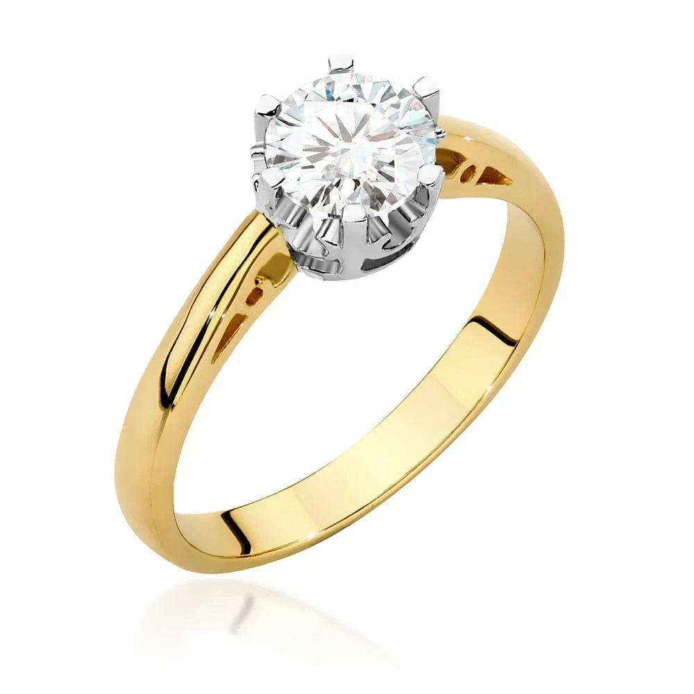 Prsten ze žlutého zlata s 0,70ct lab-grown diamantem v brusu Round Cut