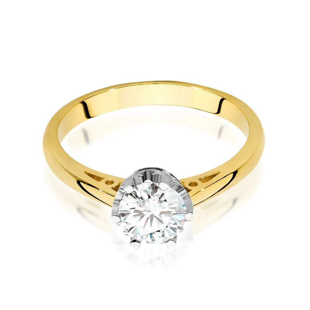 Prsten ze žlutého zlata s 0,70ct lab-grown diamantem v brusu Round Cut