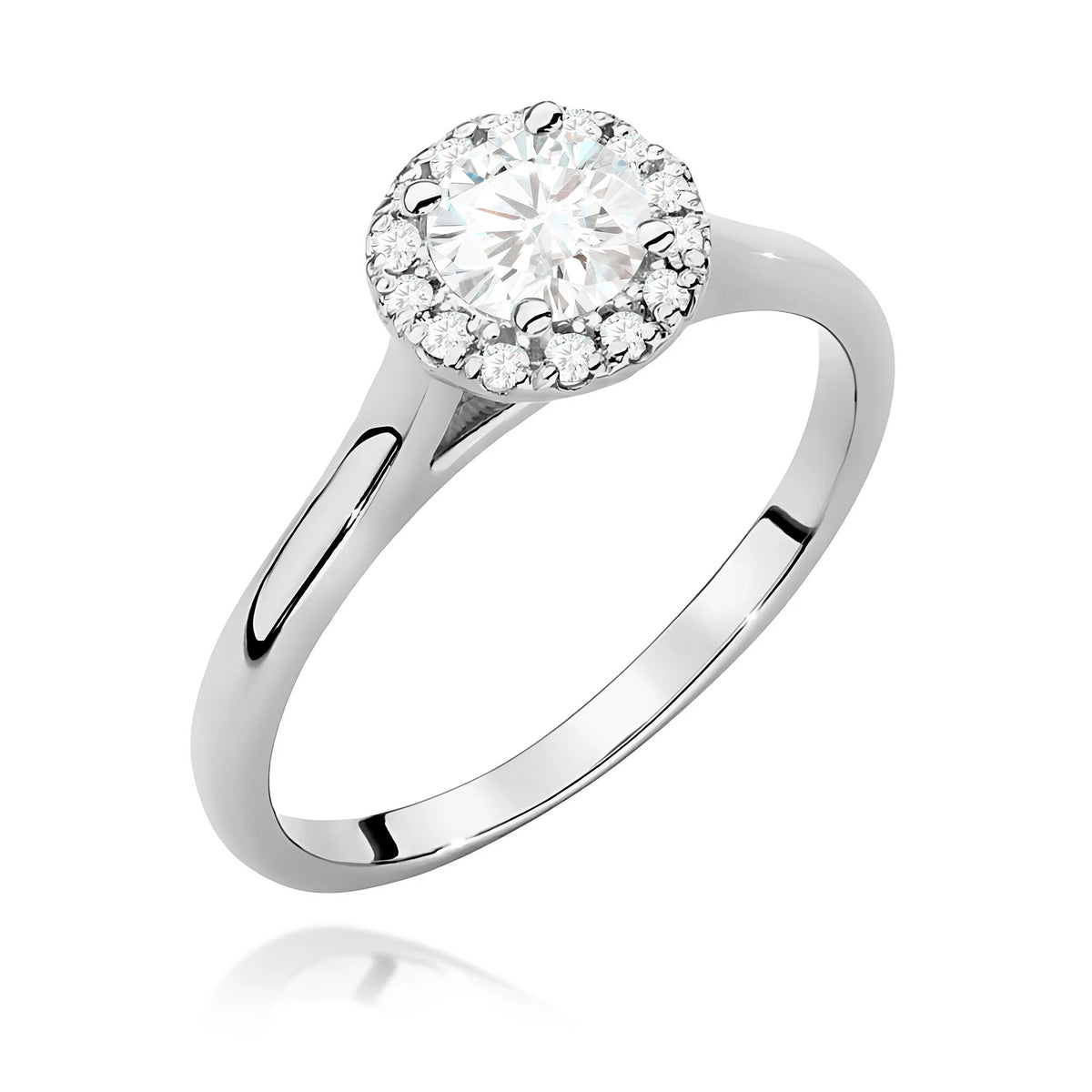 Prsten z bílého zlata – lab-grown diamant 0,40 ct, Round/Brilliant, doplněný 14 × 0,0086 ct lab-grown diamanty