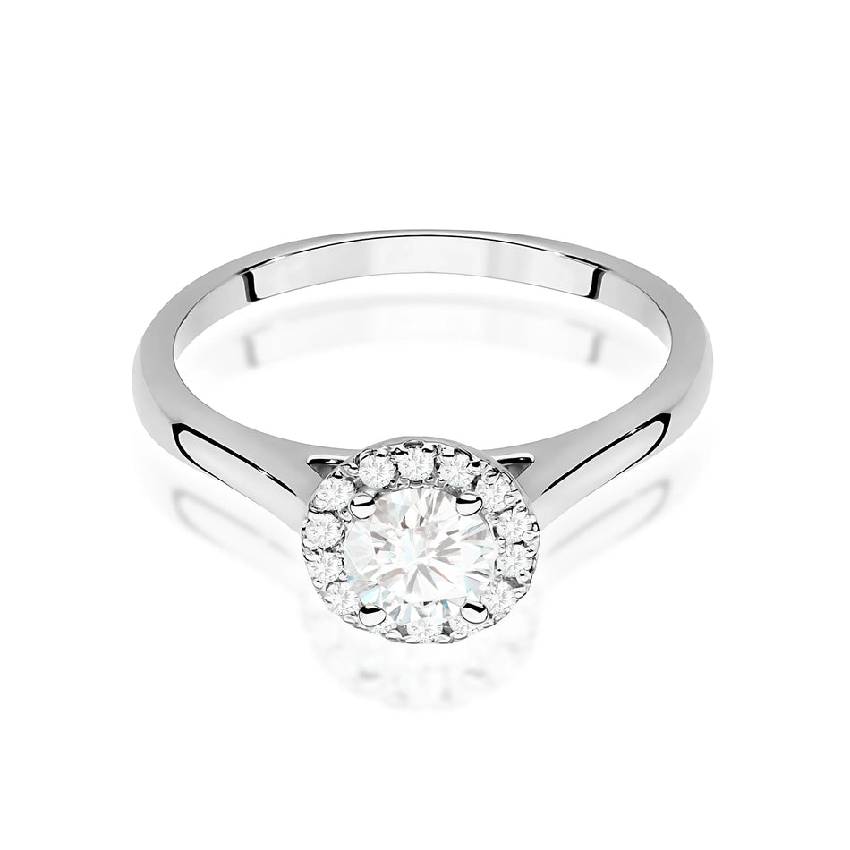 Prsten z bílého zlata – lab-grown diamant 0,40 ct, Round/Brilliant, doplněný 14 × 0,0086 ct lab-grown diamanty