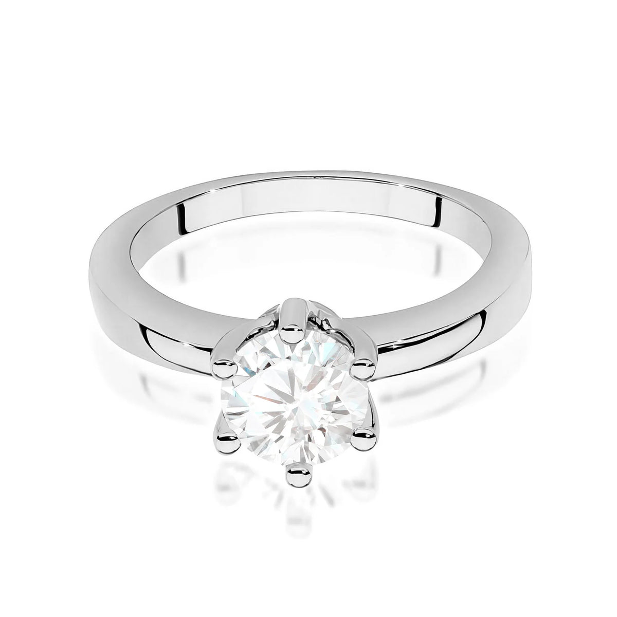 Prsten z bílého zlata s kulatým diamantem Lab-grown o hmotnosti 1.00 ct