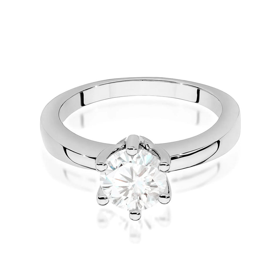 Prsten z bílého zlata s kulatým diamantem Lab-grown o hmotnosti 1.00 ct