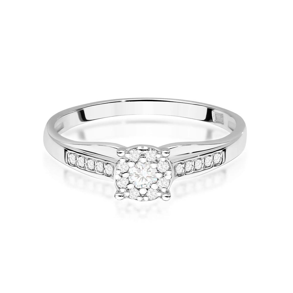 zlatý prsten s diamantem 0,08 ct a postranními diamanty 0,118 ct w0564-diw-01