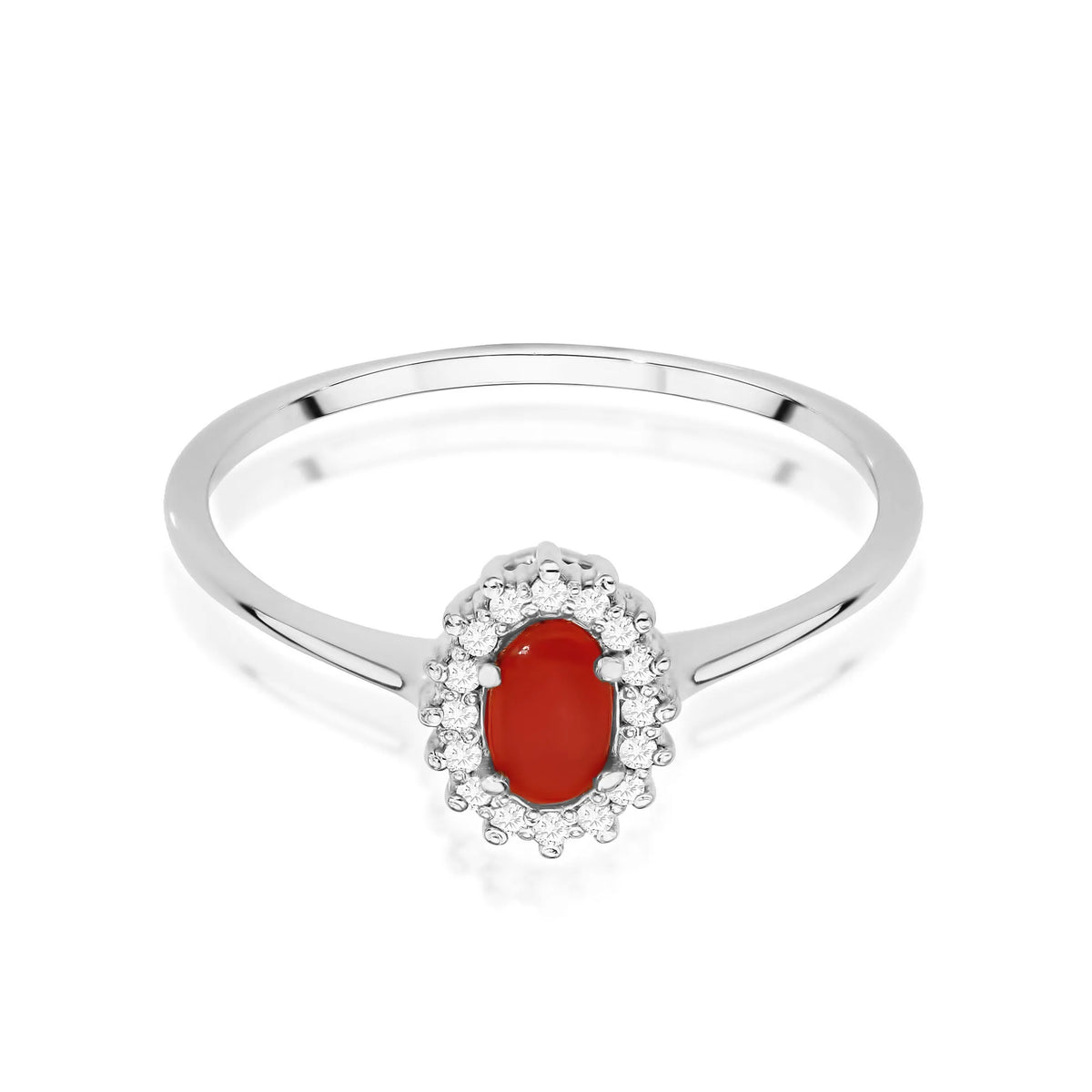 zlatý prsten s 0,20ct korálem a 0,08ct postranními diamanty w0569-cor-01