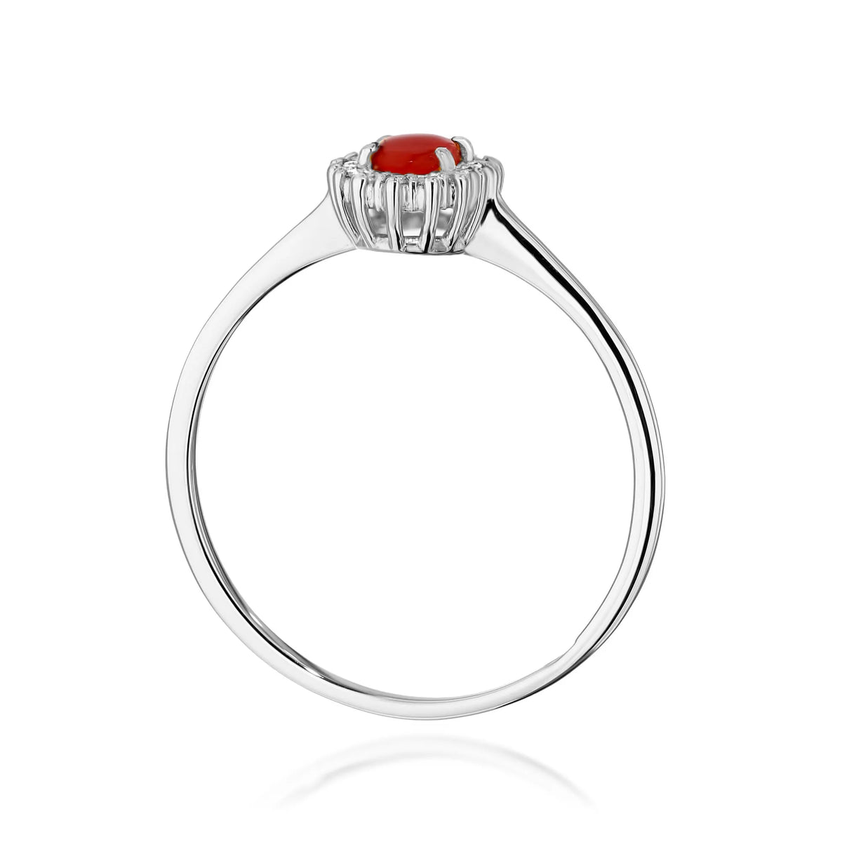 zlatý prsten s 0,20ct korálem a 0,08ct postranními diamanty w0569-cor-01