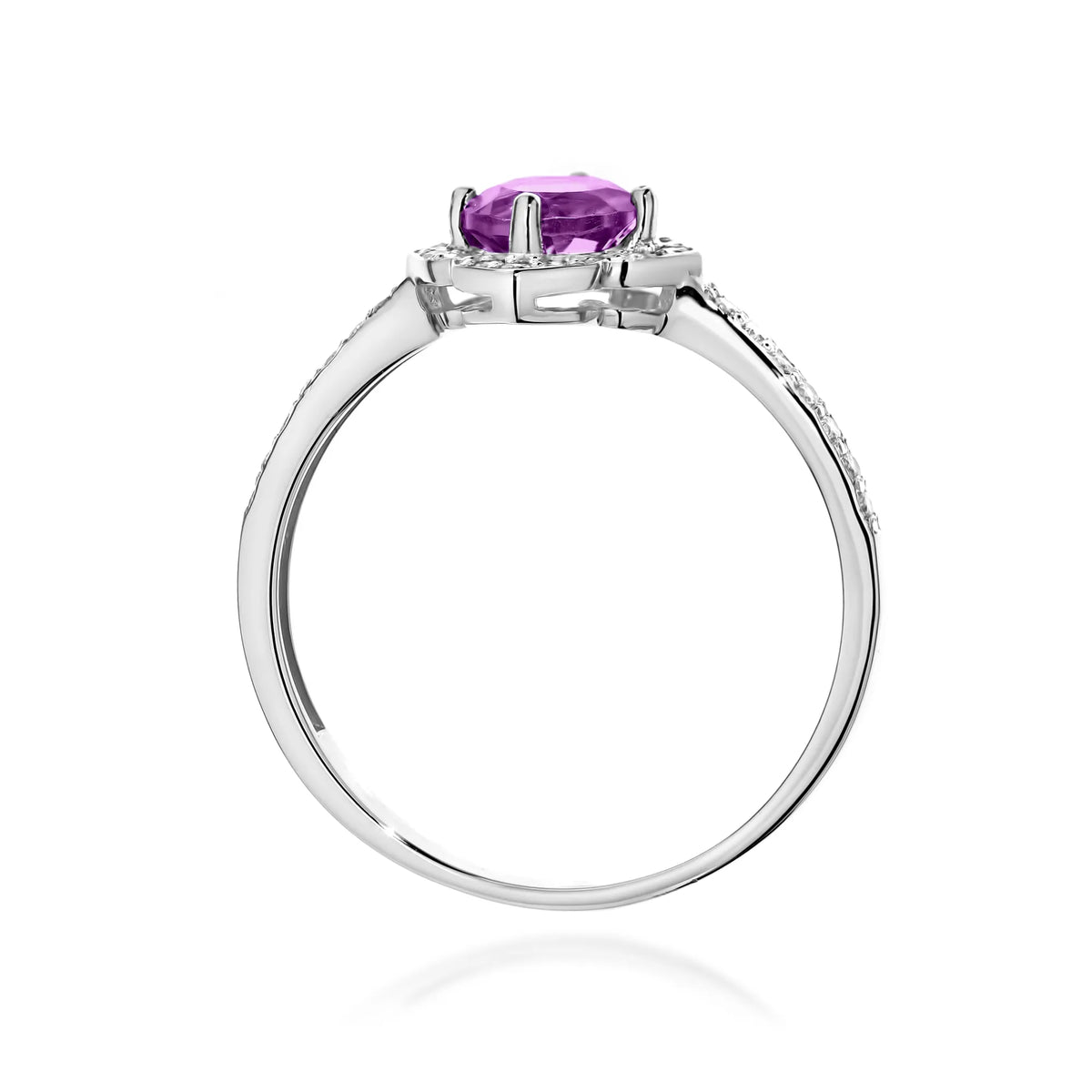 zlatý prsten květina s 0,50ct ametystem a diamanty w0603-amv-01