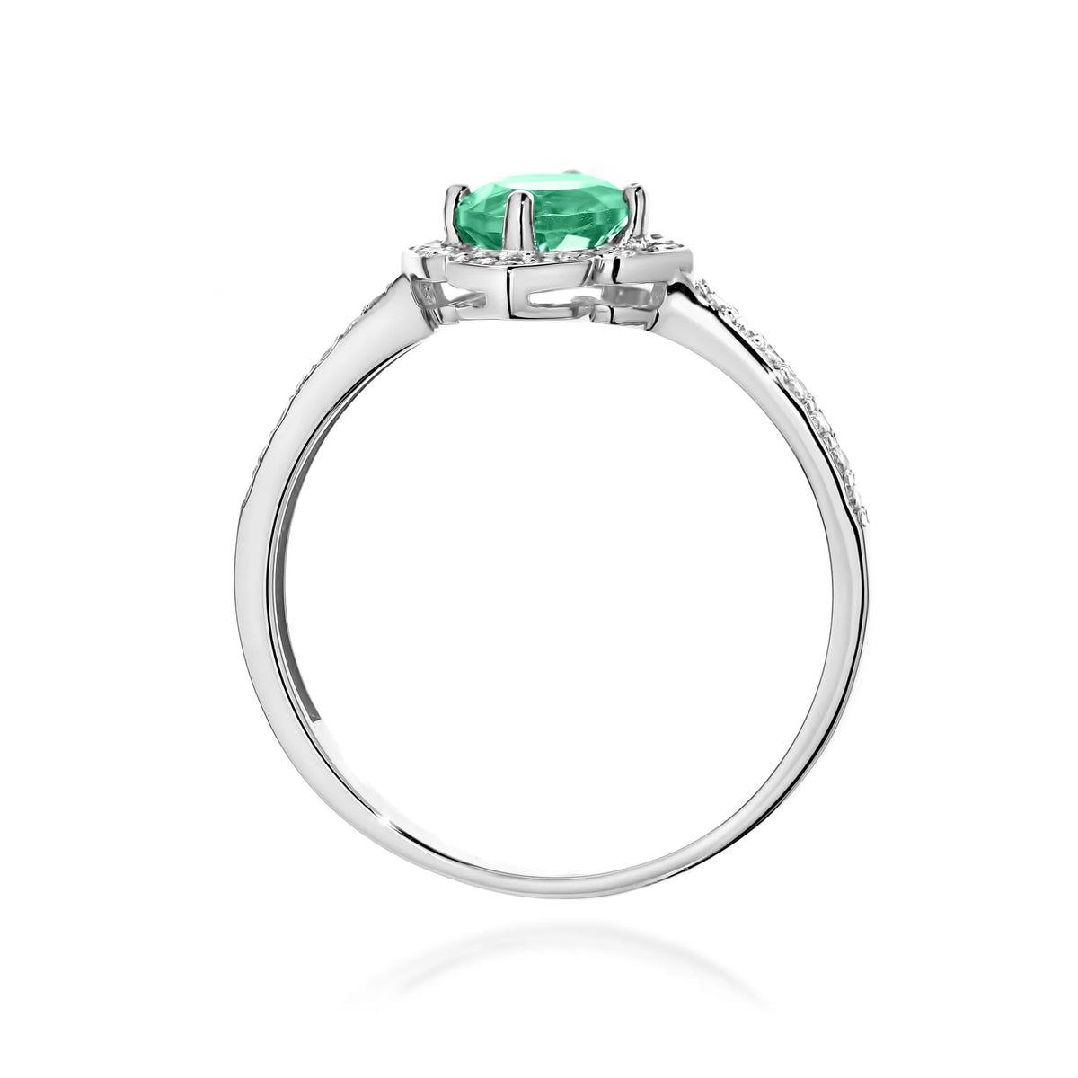 zlatý prsten květina s 0,50ct smaragdem a diamanty w0603-emg-01