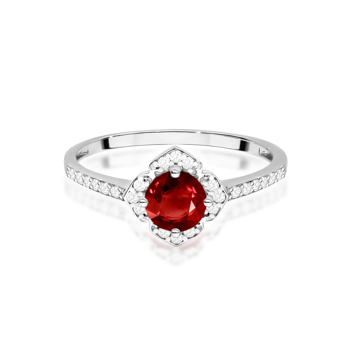 zlatý prsten květina s 0,60ct granátem a diamanty w0603-gar-01