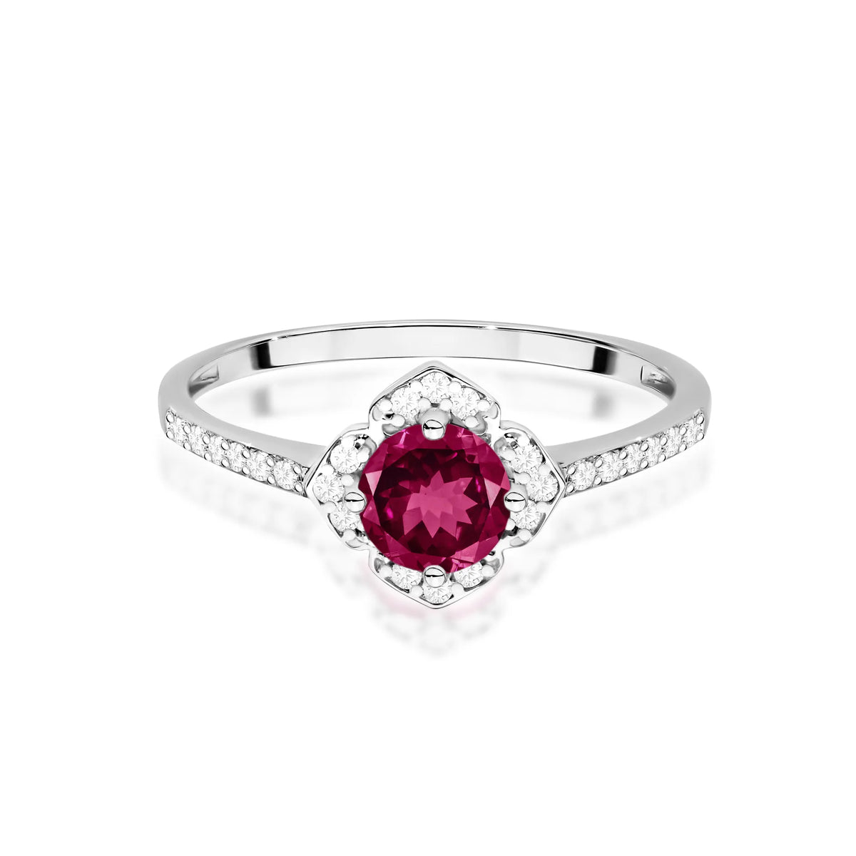 zlatý prsten květina s 0,60 ct rodolitem a diamanty w0603-rhr-01
