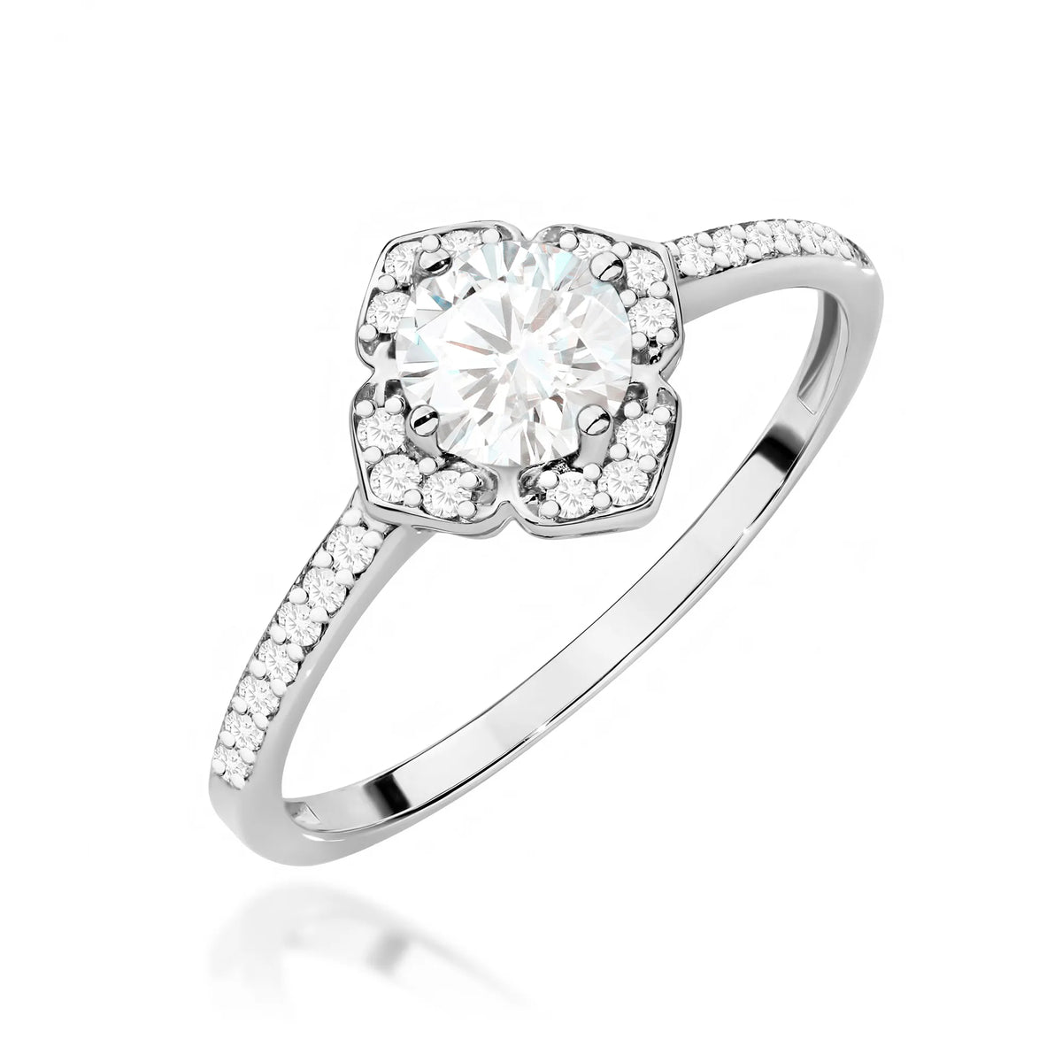 zlatý prsten květina s 0,60ct bílým safírem a diamanty w0603-sa-w-01