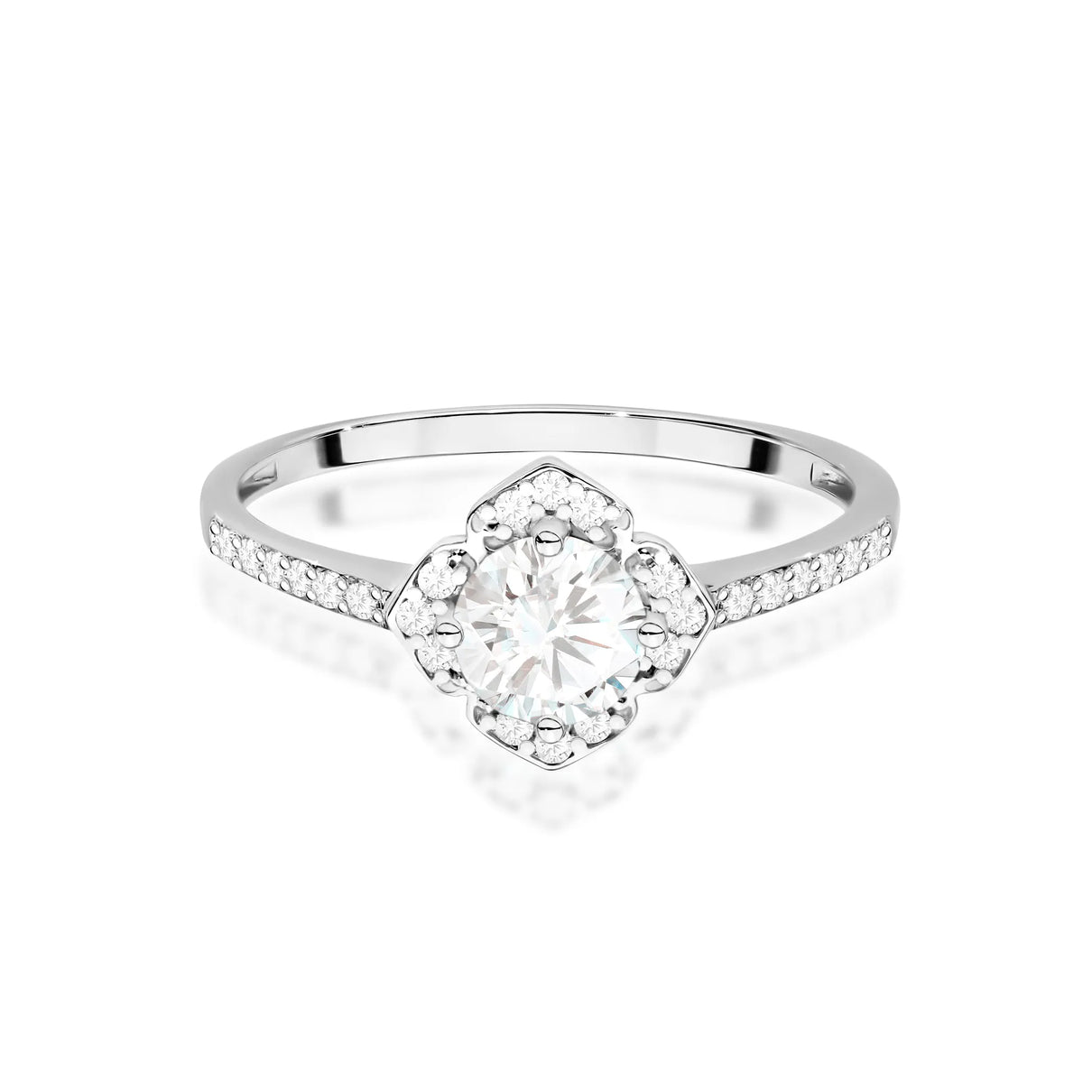 zlatý prsten květina s 0,60ct bílým safírem a diamanty w0603-sa-w-01