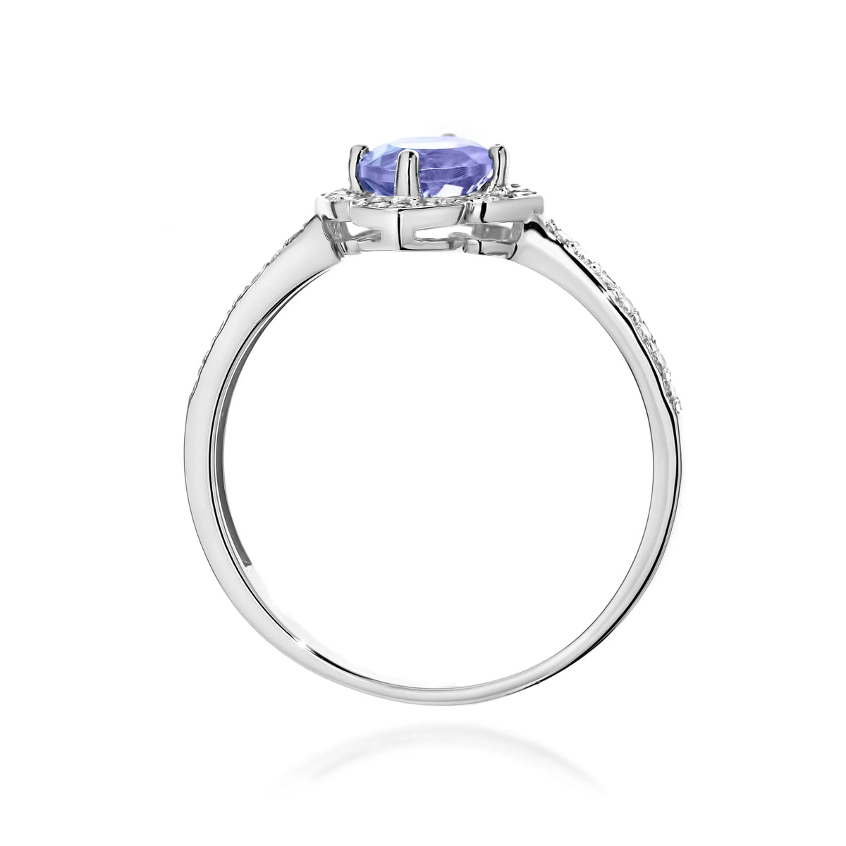 zlatý prsten s květem a 0,50ct tanzanitem a diamanty w0603-tap-01