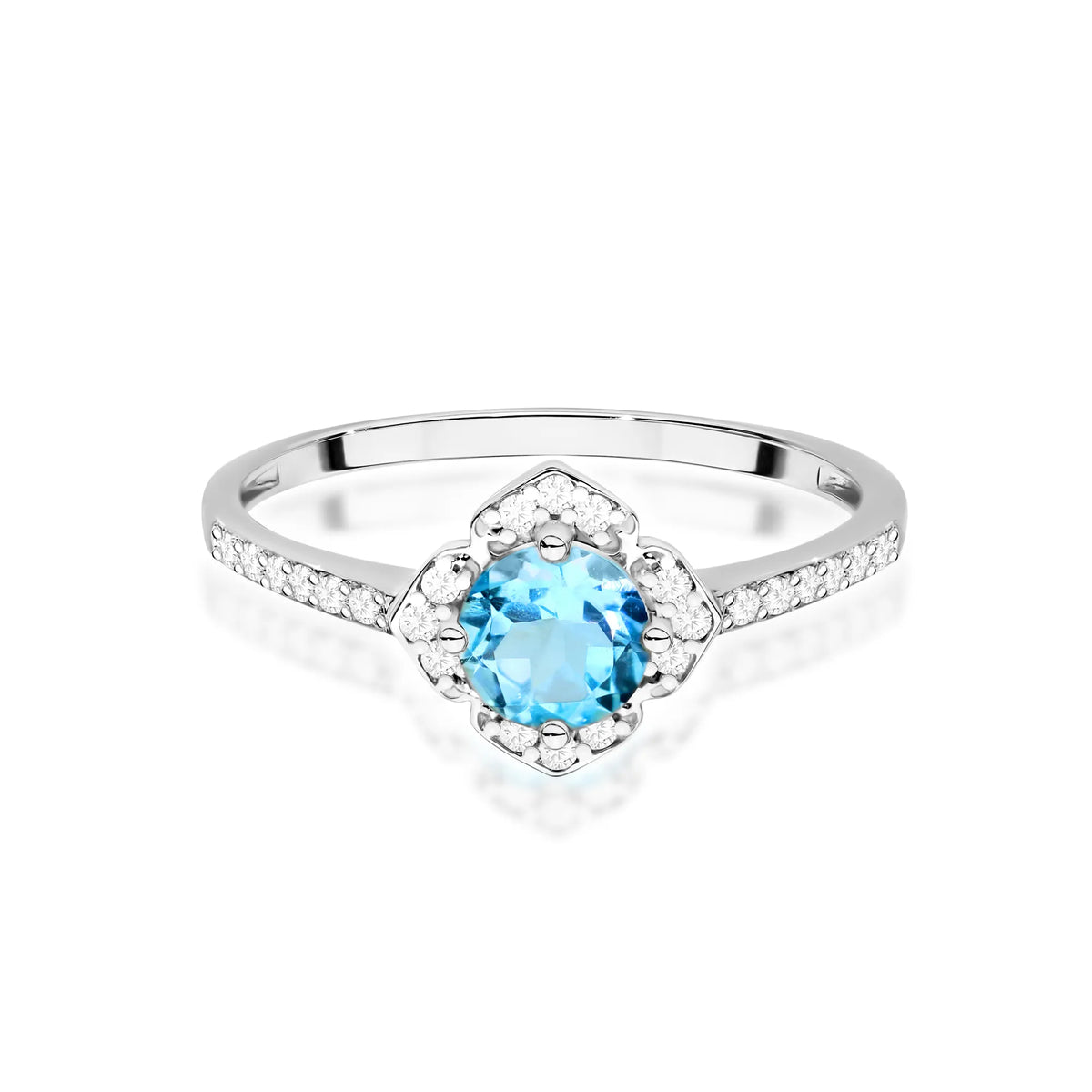 zlatý prsten s květem a topazem 0,50 ct a diamanty w0603-tob-01