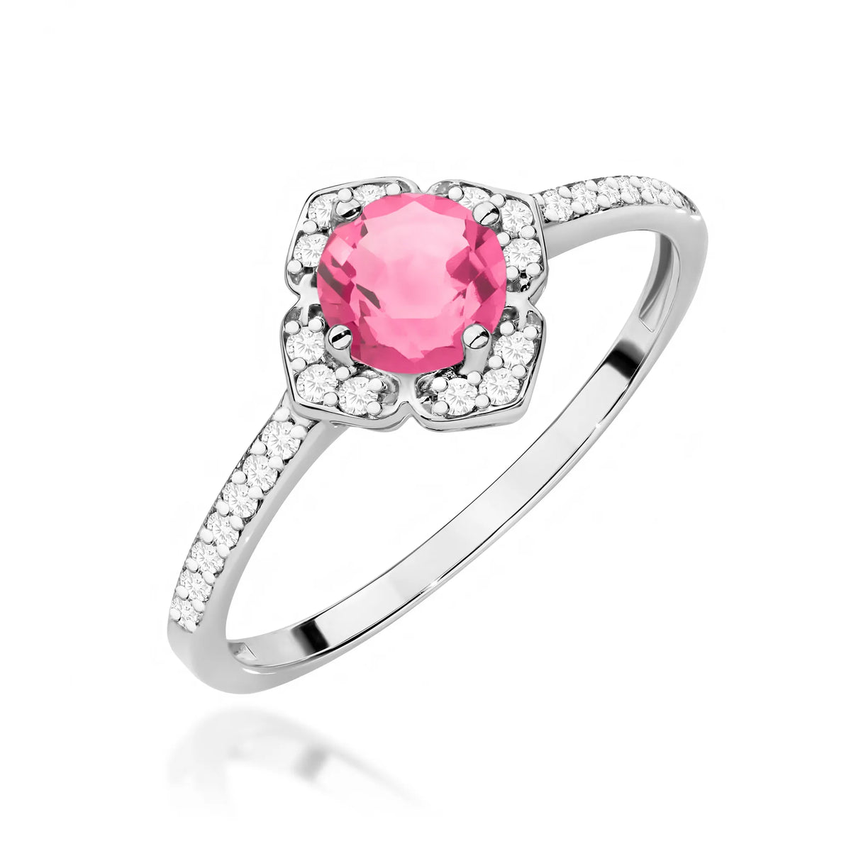 zlatý prsten květina s 0,60ct růžovým topazem a diamanty w0603-top-01