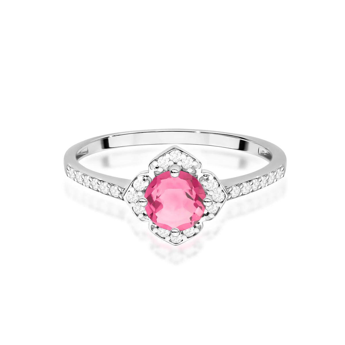 zlatý prsten květina s 0,60ct růžovým topazem a diamanty w0603-top-01