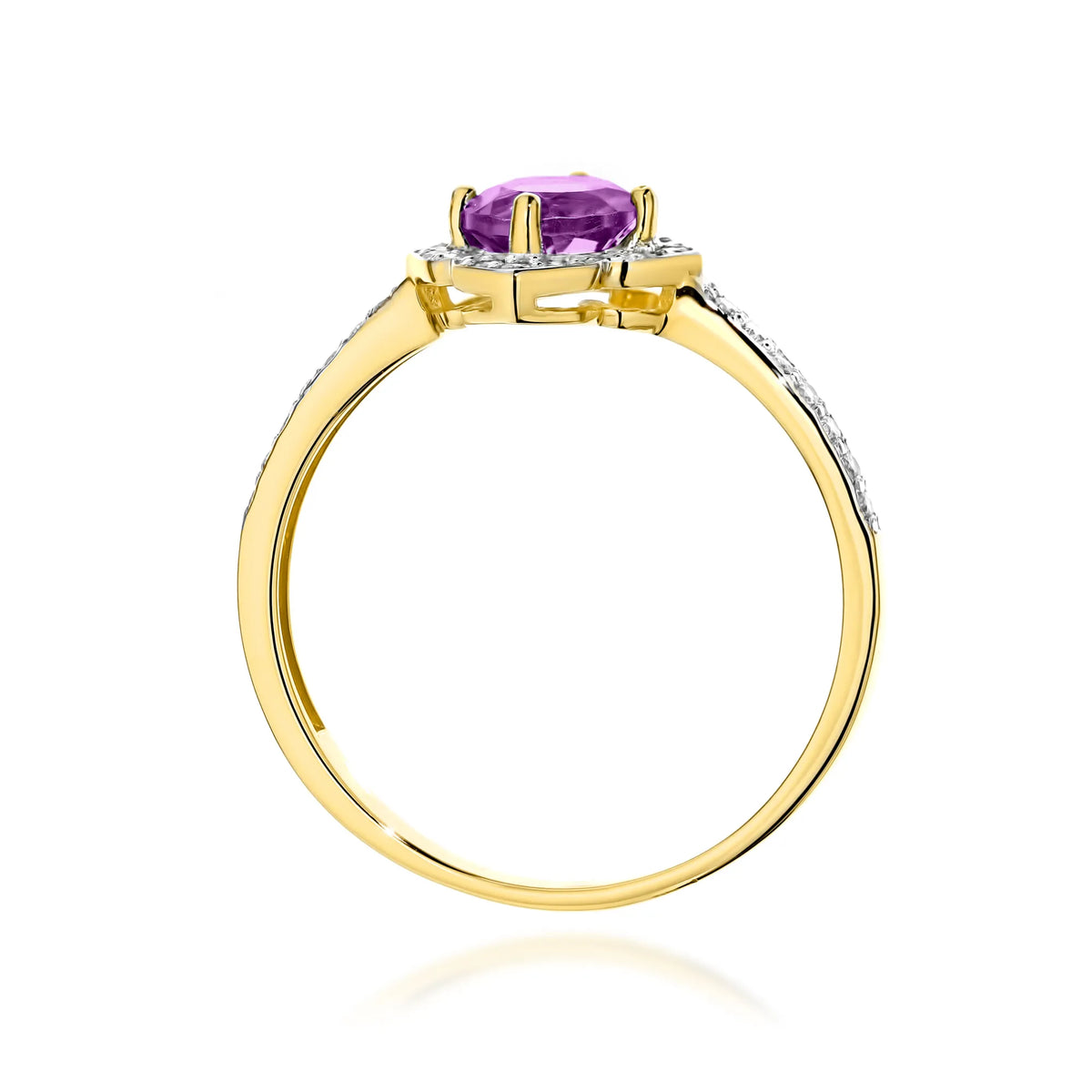 zlatý prsten květina s 0,50ct ametystem a diamanty w0603-amv-01