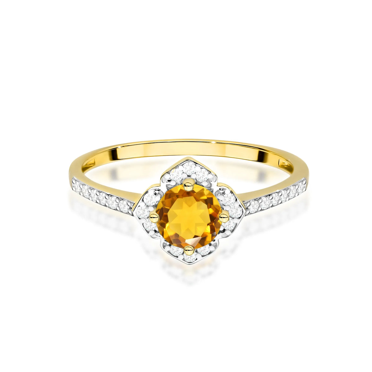 zlatý prsten květina s 0,50ct citrínem a diamanty w0603-ciy-01
