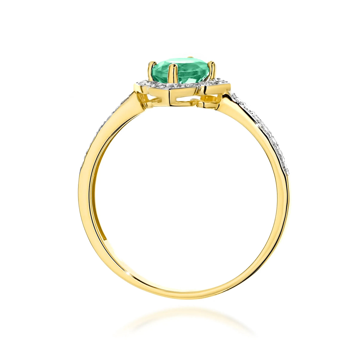 zlatý prsten květina s 0,50ct smaragdem a diamanty w0603-emg-01