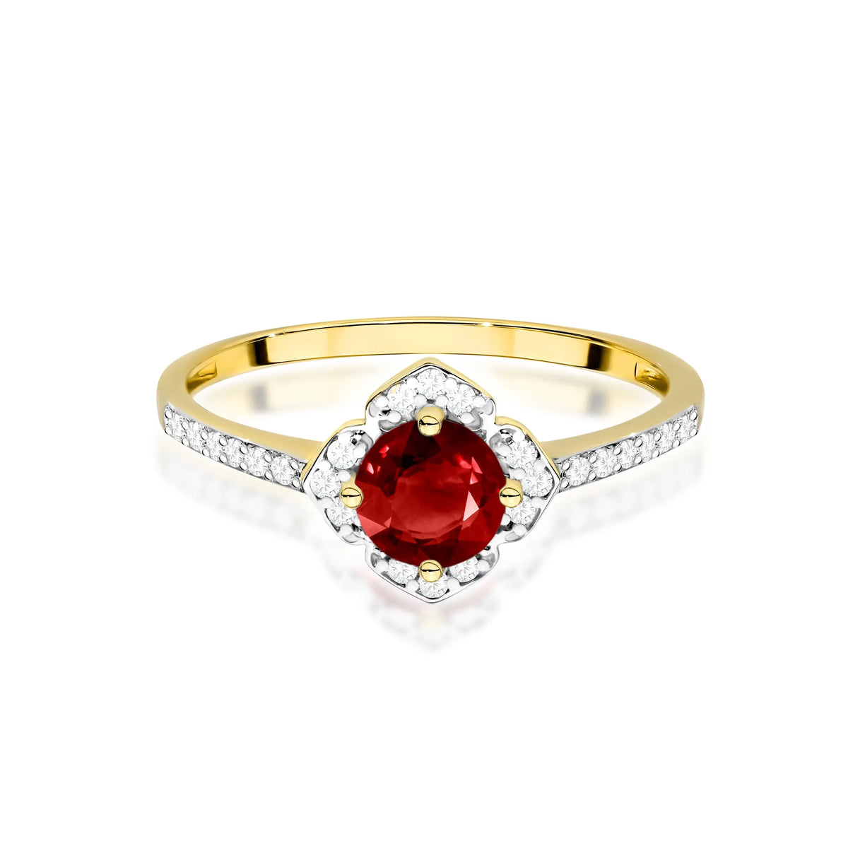 zlatý prsten květina s 0,60ct granátem a diamanty w0603-gar-01