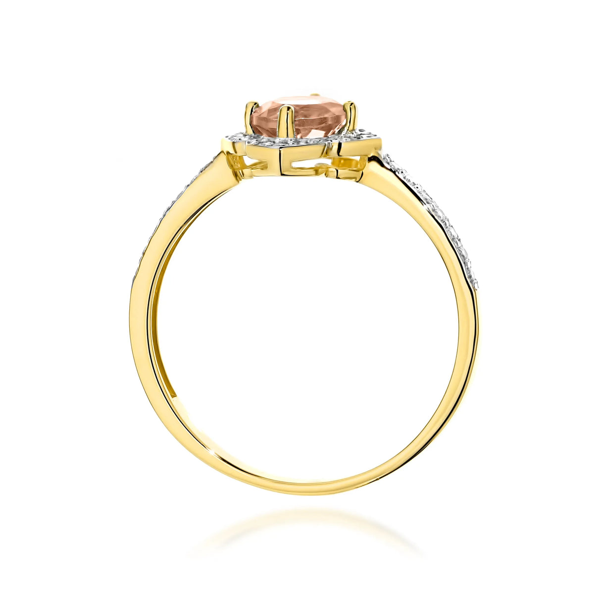 zlatý prsten květina s 0,40ct morganitem a diamanty w0603-mop-01