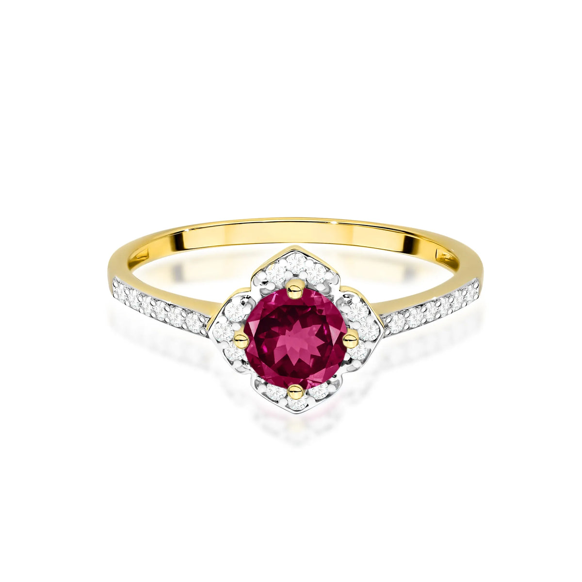 zlatý prsten květina s 0,60 ct rodolitem a diamanty w0603-rhr-01