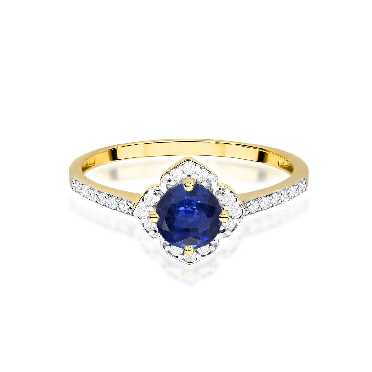 zlatý prsten květina s 0,50ct safírem a diamanty w0603-sab-01