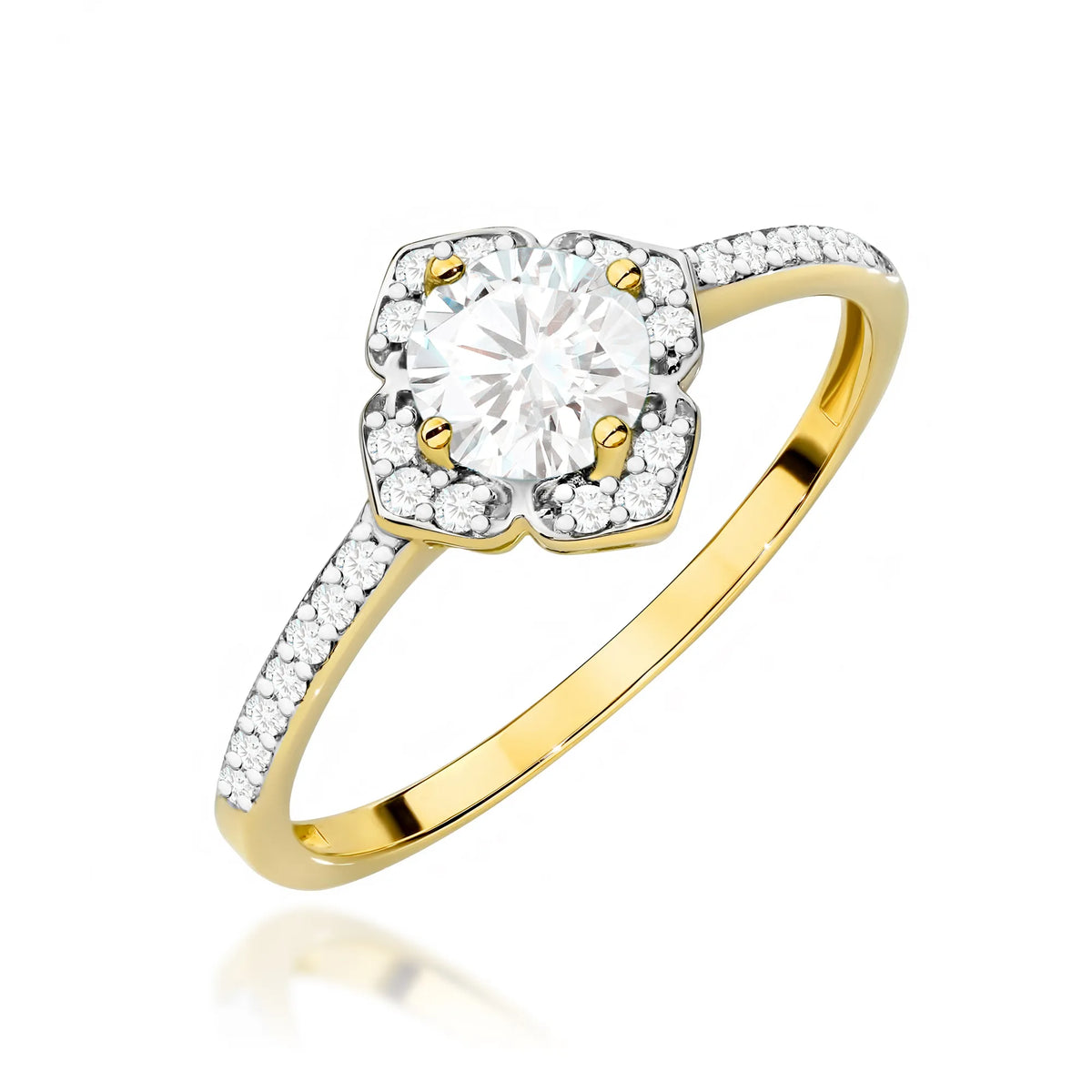 zlatý prsten květina s 0,60ct bílým safírem a diamanty w0603-sa-w-01