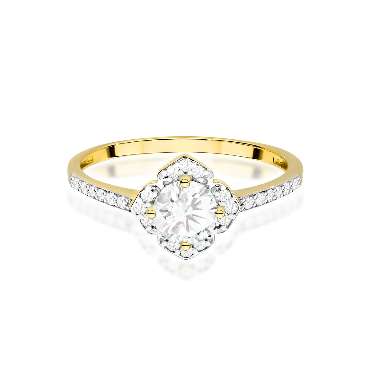 zlatý prsten květina s 0,60ct bílým safírem a diamanty w0603-sa-w-01