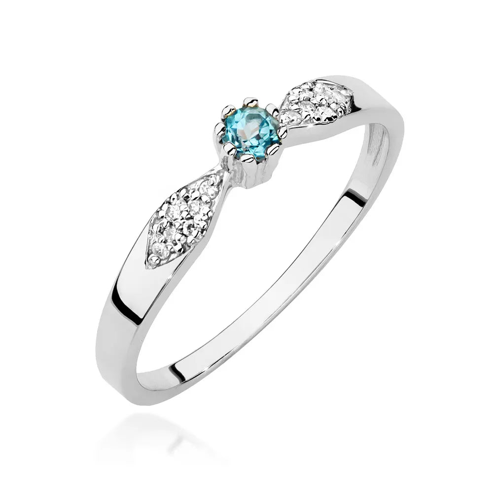 zlatý prsten s topazem 0,15 ct a diamanty 0,06 ct w0613-tob-01