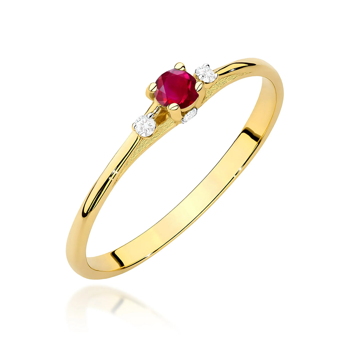 zlatý prsten s 0,15ct rubínem a 0,046ct diamanty w0614-rur-01