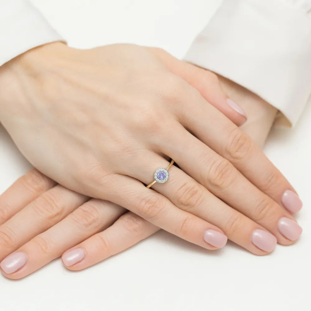 zlatý prsten s 0,35ct tanzanitem a 0,103ct diamanty w0616-tap-01