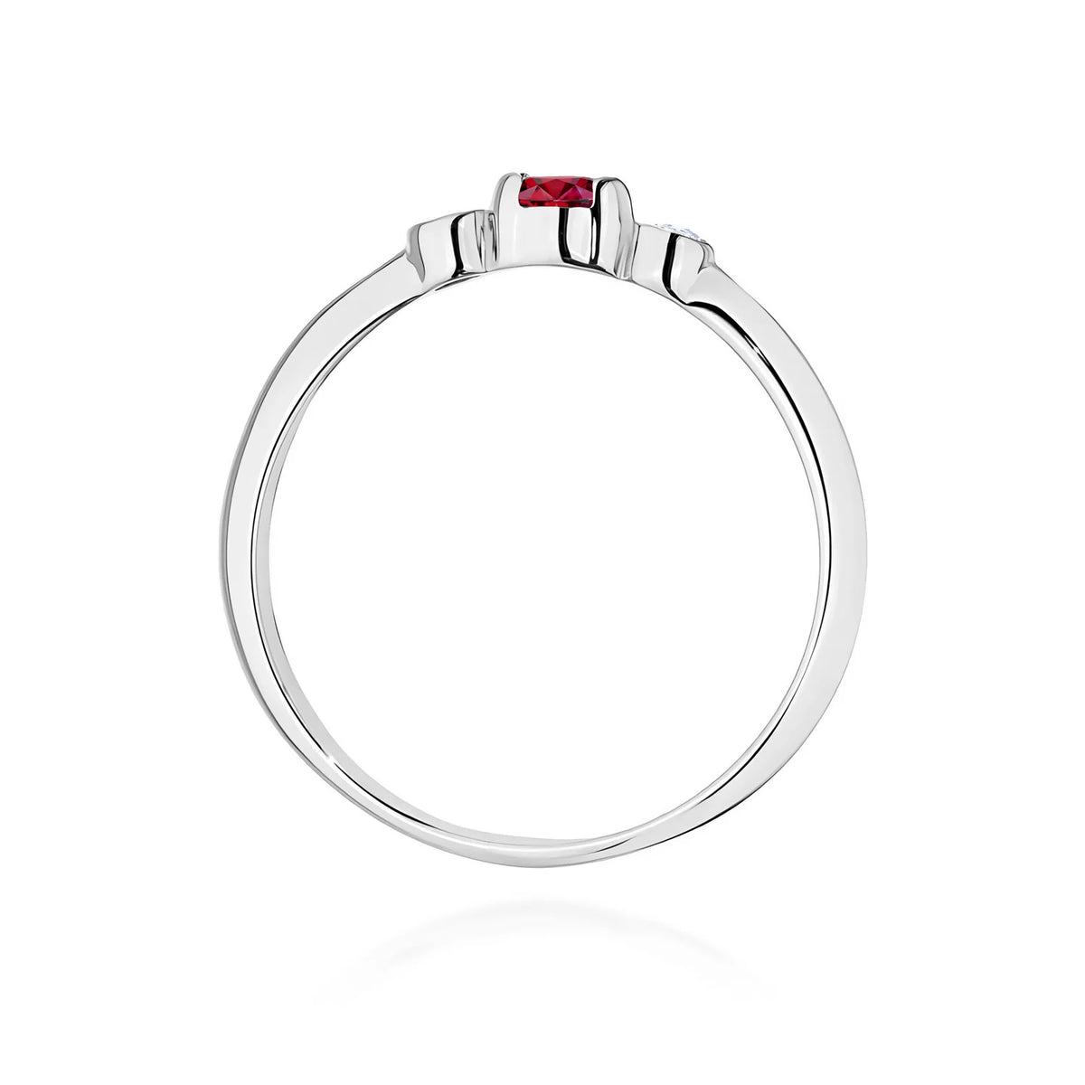 Prsten z bílého zlata s rubínem 0,15 ct a diamanty 0,06 ct