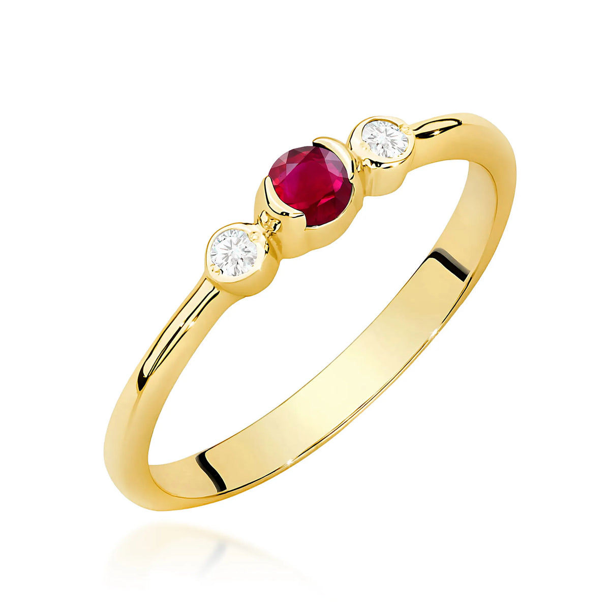 zlatý prsten s 0,15ct rubínem a 0,06ct diamanty w0620-rur-01