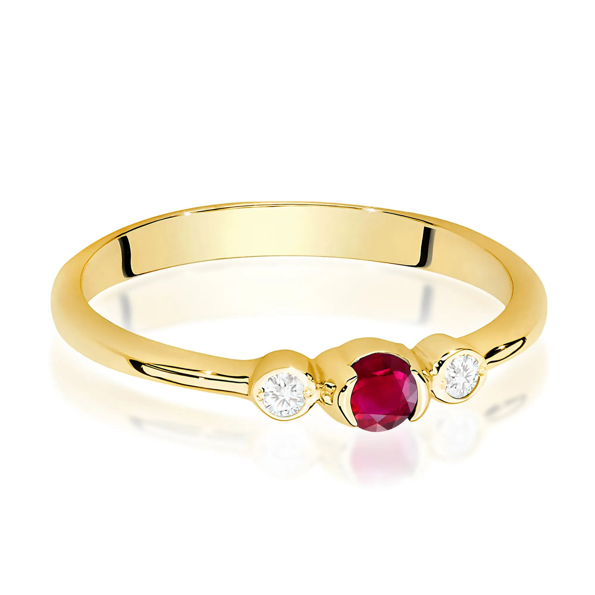 zlatý prsten s 0,15ct rubínem a 0,06ct diamanty w0620-rur-01
