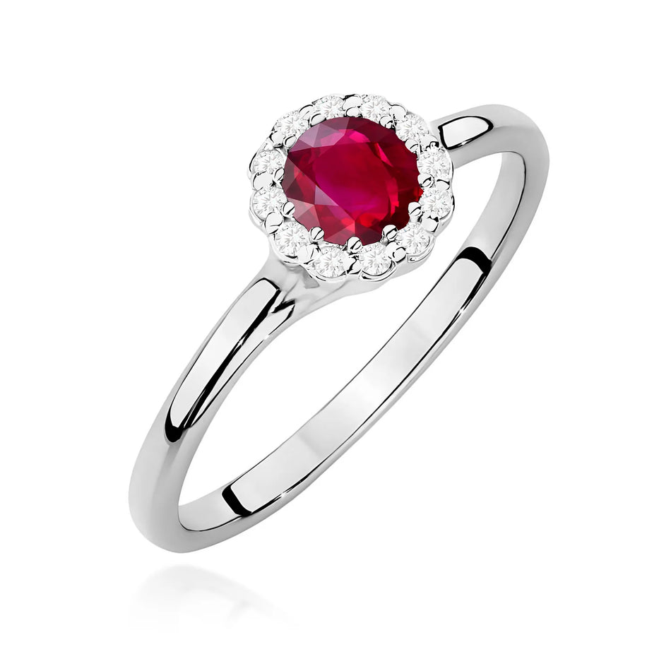 Zlatý prsten s rubínem 0,60 ct a diamanty 0,103 ct