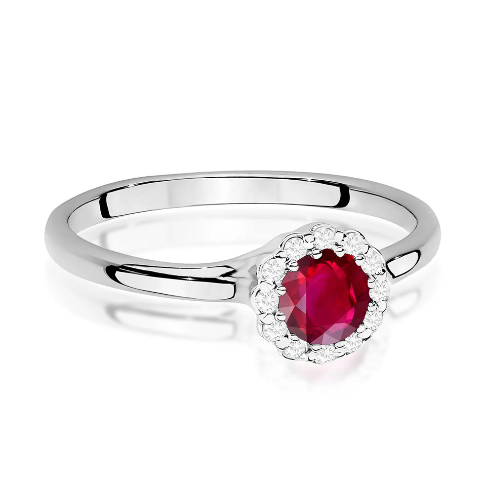 Zlatý prsten s rubínem 0,60 ct a diamanty 0,103 ct