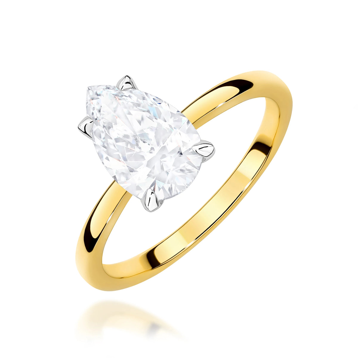 Prsten ze žlutého zlata s lab-grown diamantem Pear o hmotnosti 1,00 ct