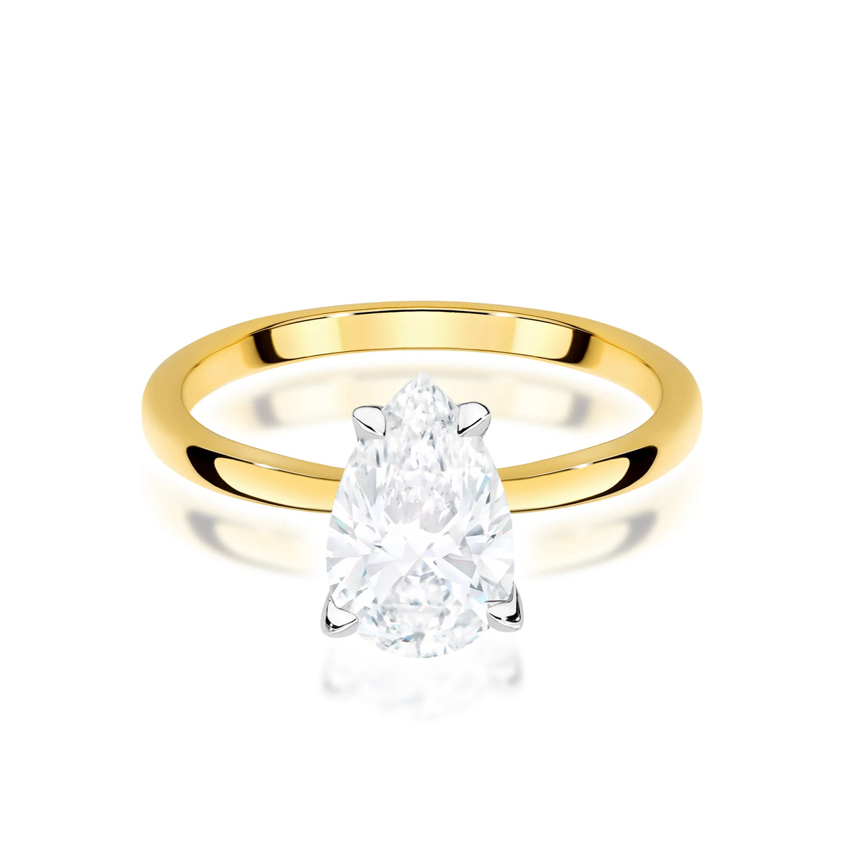 Prsten ze žlutého zlata s lab-grown diamantem Pear o hmotnosti 1,00 ct