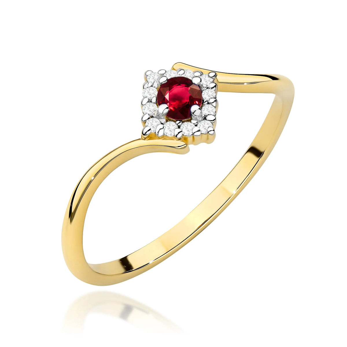 zlatý prsten s 0,15ct rubínem a 0,06ct diamanty w0702-rur-01