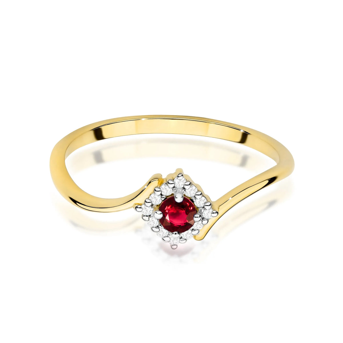 zlatý prsten s 0,15ct rubínem a 0,06ct diamanty w0702-rur-01