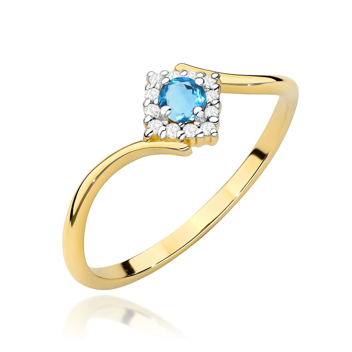 zlatý prsten s topazem 0,15 ct a diamanty 0,06 ct w0702-tob-01