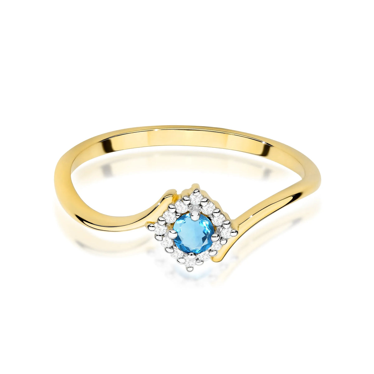 zlatý prsten s topazem 0,15 ct a diamanty 0,06 ct w0702-tob-01