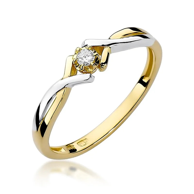zlatý prsten s diamantem 0,10 ct w0190-diw-04